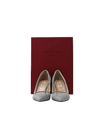 Mario Valentino Valentino Celeste Pumps in Light Blue Velvet (view 2)