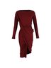 Vivienne Westwood 100% Cotton Maroon  Vivienne Westwood Knee-Length Long Sleeve Draped Dress in Maroon Cotton Size L - photo 1