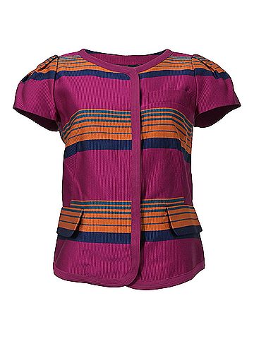 Marc Jacobs Marc by Marc Jacobs Striped Short Sleeve Blouse in Multicolor Polyester (view 1)