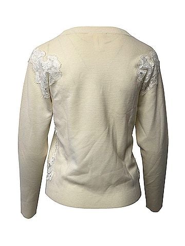 Chloé Chloe Lace Embellished Sweater in Beige Wool (view 2)