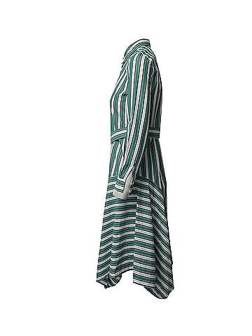 Claudie Pierlot Claudie Pierlot Asymmetric Striped Shirt Dress in Green Cotton (view 2)