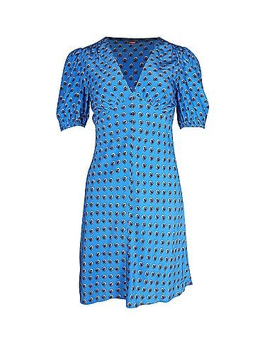 STAUD Staud Milla Floral Print Mini Dress in Blue Rayon (view 1)