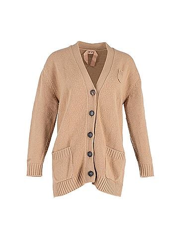 No. 21 N21 Clover Cardigan in Light Brown Cotton (view 1)