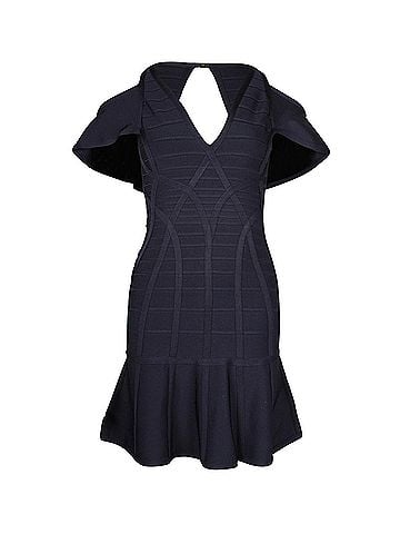 Herve Leger Herve Leger Flared Bandage Mini Dress in Navy Blue Rayon (view 1)