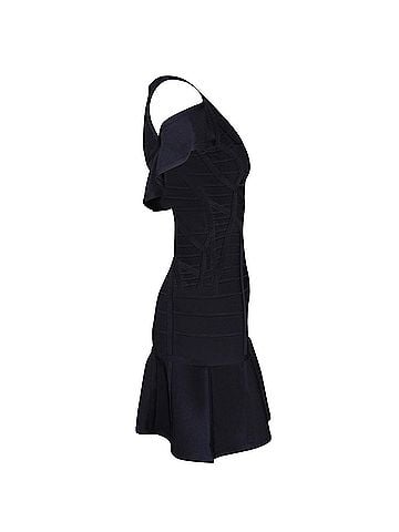 Herve Leger Herve Leger Flared Bandage Mini Dress in Navy Blue Rayon (view 2)