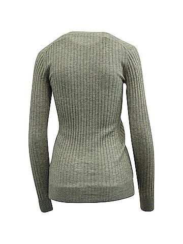 Vince. Vince Ribbed Knitted Cardigan in Grey Cashmere (view 2)