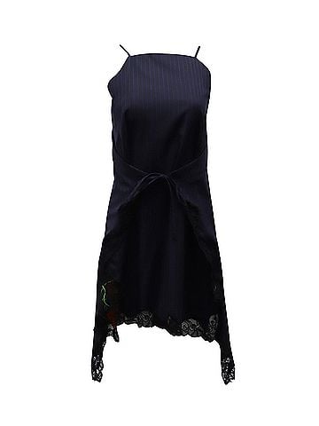Alexander Wang Alexander Wang Roses Pinstripe A-line Apron Dress in Blue Polyester (view 1)