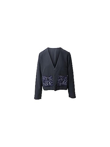 Chloé Chloé Sequined Pocket Detail Blazer in Black Silk (view 1)