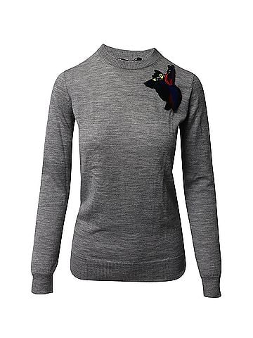 Proenza Schouler Proenza Schouler Patch Sweater in Grey Wool (view 1)