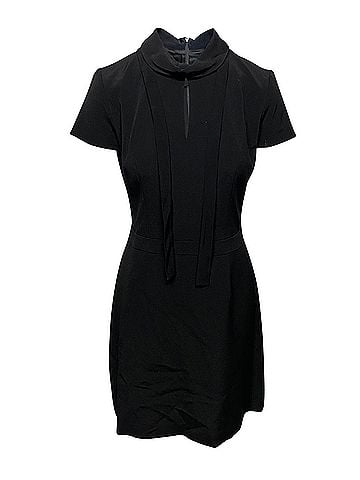 HUGO BOSS Hugo Keyhole Neckline Work Dress is Black Viscose (view 1)