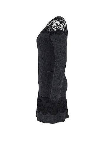 Roberto Cavalli Roberto Cavalli Lace Trim Mini Dress in Grey Wool (view 2)