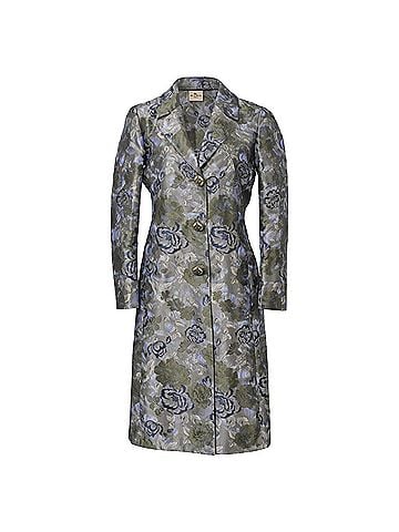 ETRO Etro Floral Jacquard Long Coat in Multicolor Polyester (view 1)