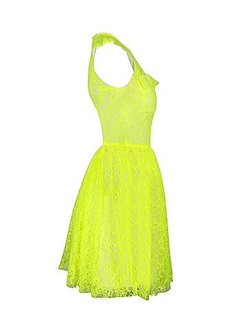 MSGM MSGM Lace Dress in Neon Yellow Polyamide (view 2)