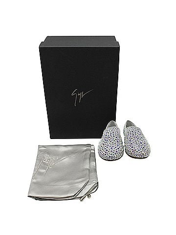 Giuseppe Zanotti Giuseppe Zanotti Studded Smoking Slippers in Grey Suede (view 2)
