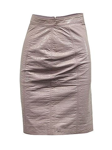 MSGM MSGM Crocodile Effect Pencil Skirt in Pink Cotton (view 1)