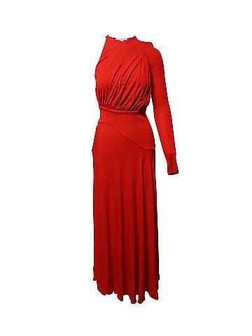 Antonio Berardi Antonio Berardi One-Shoulder Gathered Gown in Red Rayon (view 1)
