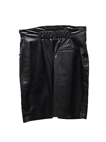 Nanushka Nanushka Tie-Waist Asymmetrical Mini Skirt in Black Faux-Leather Polyester (view 2)