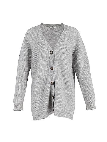 Ganni Ganni Long Sleeve Cardigan in Grey Mohair  (view 1)