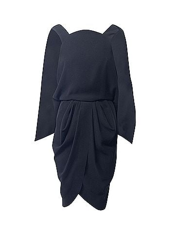 Balenciaga Balenciaga Low Back Draped Cape Dress in Black Polyester (view 1)