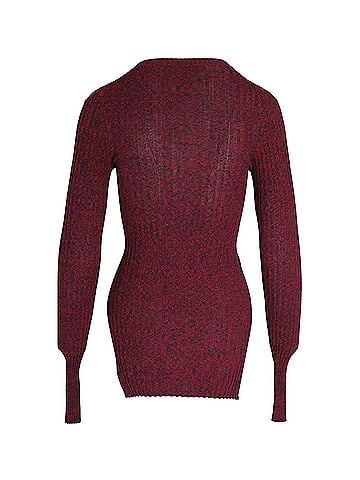 Céline Celine Ribbed Sweater in Burgundy Cotton (view 2)