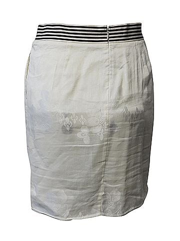 Giorgio Armani Emporio Armani Floral Motif Skirt in White Linen (view 2)