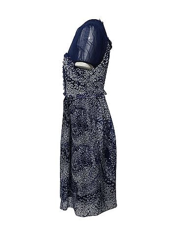 Rodarte Rodarte Puff Sleeve Knee Length Printed Dress in Blue Silk (view 2)