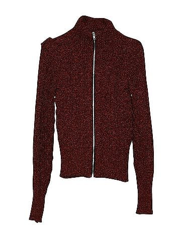 Isabel Marant Isabel Marant Daley Cable Knit Zip Sweater in Burgundy Polyamide (view 2)