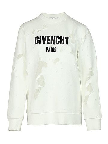 Givenchy Givenchy Distressed Sweatshirt in White Cotton (view 1)