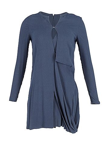Acne Acne Studios Long Sleeve Asymmetric Mini Dress in Navy Blue Viscose (view 1)