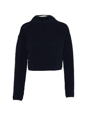 Dion Lee Dion Lee Mock Neck Rib Knit Sweater in Navy Blue Viscose (view 1)