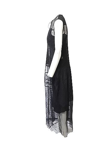 Joseph Joseph Patchwork Lace Long Dress in Black Nylon (view 2)