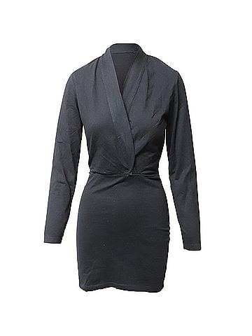 IRO Iro Davida V-neck Dress in Black Cotton (view 1)