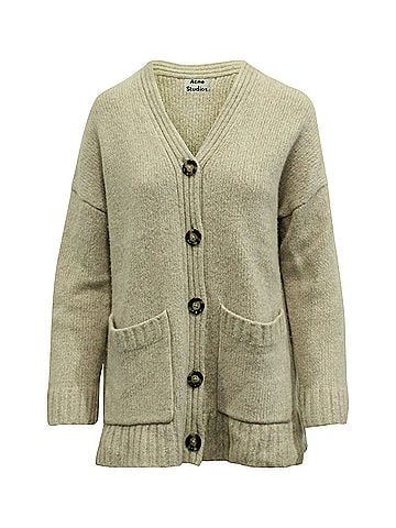 Acne Acne Studios Knitted Oversize Cardigan in Beige Wool (view 1)