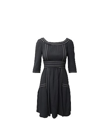 Prada Prada Contrast Stitch Midi Dress in Black Silk (view 1)
