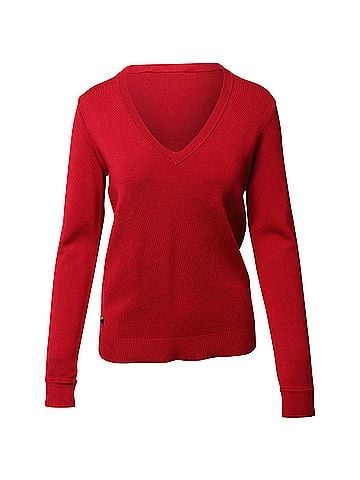 Herve Leger Herve Leger V-neck Sweater in Red Rayon (view 1)
