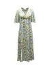 Sandro 100% Other Blue Sandro Paris Bell Sleeve V-neck Floral Midi Dress in Light Blue Silk Chiffon Size 6 - photo 1