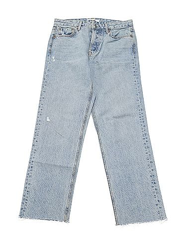 GRLFRND Grlfrnd Helena Frayed High Rise Jeans in Blue Denim (view 1)