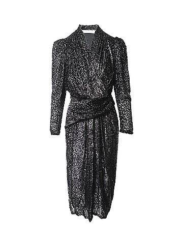 IRO IRO Xonina Wrap-Effect Metallic Devoré Velvet Midi Dress In Black Viscose (view 1)