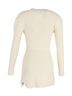 Self-Portrait 100% Cotton Ivory Self-Portrait Button-Embellished Cutout Ribbed Mini Dress in Cream Cotton Size M - photo 3