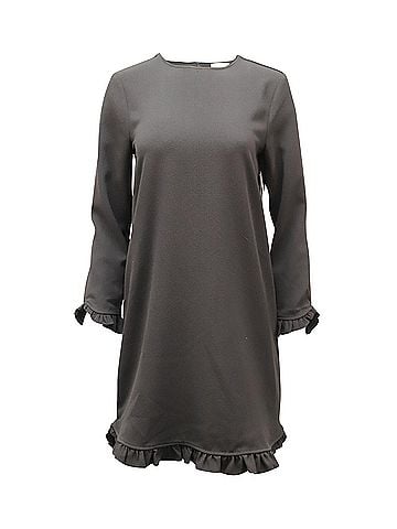 Ganni Ganni Ruffle-Trimmed Mini Dress in Black Polyester (view 1)