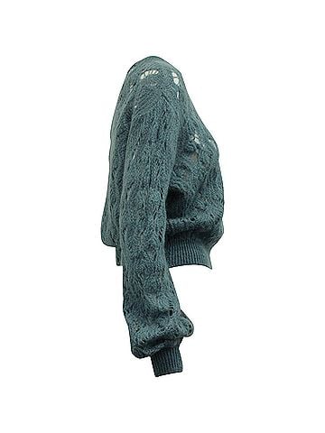Iris & Ink Iris & Ink Crochet Knit Sweater in Blue Wool (view 2)