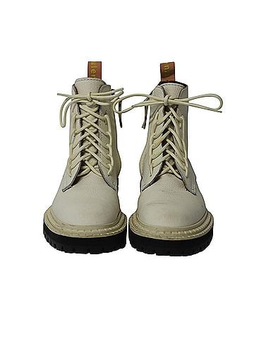Proenza Schouler Proenza Schouler Lug Sole Combat Boots in White Calfskin Leather (view 2)