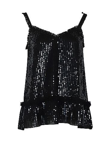Alice + Olivia Needle & Thread Sequin Camisole Top in Black Polyester (view 1)