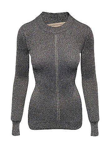 Christopher Kane Christopher Kane Metallic Knitted Top in Silver Viscose (view 1)