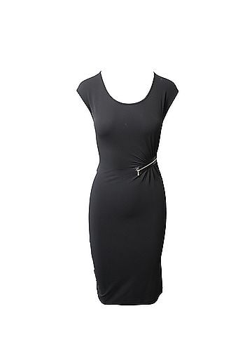 Michael Kors Michael Kors Asymmetrical Zip Cocktail Dress in Black Rayon (view 1)