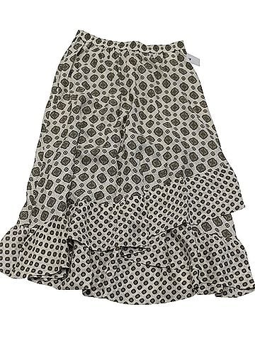 Michael Kors Michael Kors Asymmetrical Ruffled Jacquard Midi Skirt in Ivory Silk (view 2)