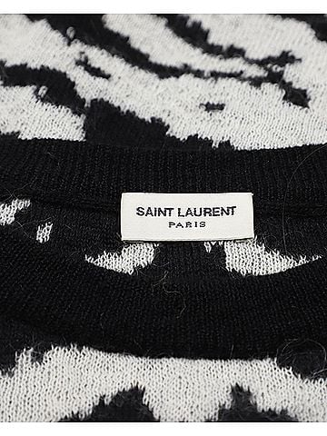 Saint Laurent Saint Laurent Tiger Intarsia Jumper in Black Mohair (view 2)