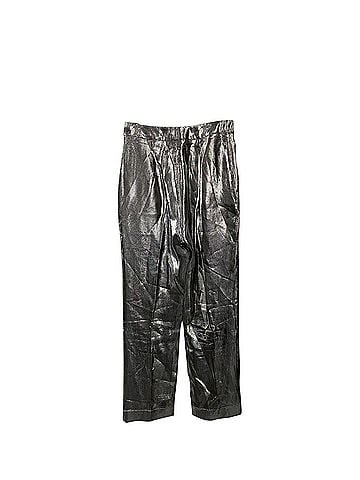 Isa Arfen Isa Arfen Slim Fit Pants in Silver Lamé (view 2)