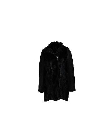 Maje Maje Long Winter Coat in Black Fur (view 1)