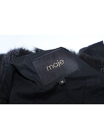 Maje Maje Long Winter Coat in Black Fur (view 2)